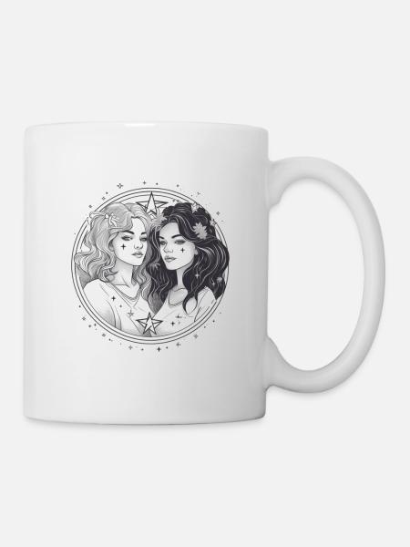 Zwillinge Sternzeichen Frauen schwarz und weiß - Tasse - Weiß