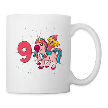 Mit Einhorn - Mädchen Geburtstag 9 Jahre - Tasse - Weiß - Rechts