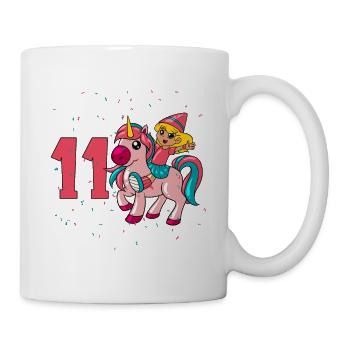 Avec licorne - Anniversaire de fille 11 ans - Mug blanc - blanc - Droite
