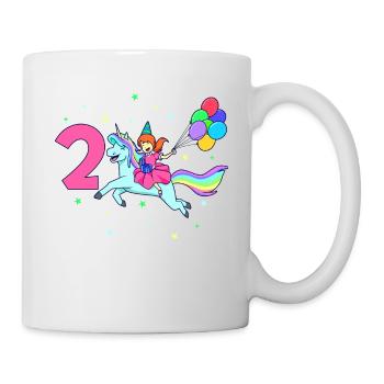 Avec licorne - Anniversaire de fille 2 ans - Mug blanc - blanc - Droite