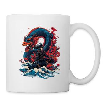Asiatisch Drache Anime Japanisch Meer Samurai - Tasse - Weiß - Rechts