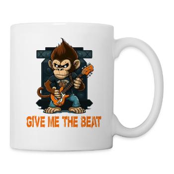 Affe Schimpanse spielt Acousitc Rock Gitarre - Tasse - Weiß - Rechts