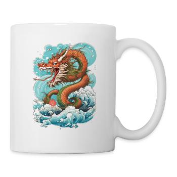 Asiatisch Drache Anime Japanisch Meer Wellen - Tasse - Weiß - Rechts