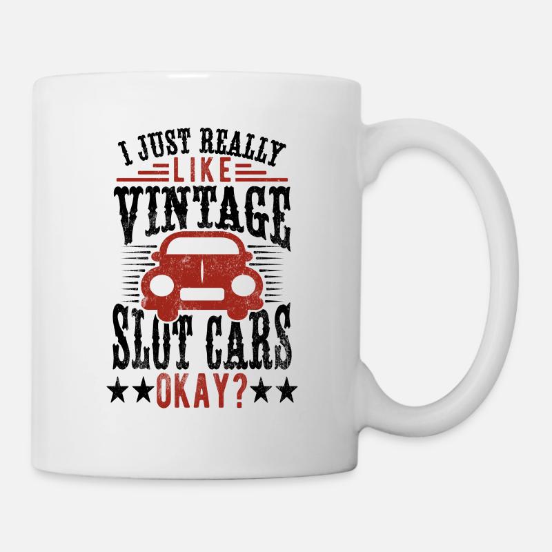 J’aime vraiment les voitures de machines à sous vintage cadeau de course - Mug blanc - blanc