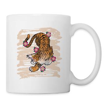 Wildkatze Raubkatze Königstiger Sibirischer Tiger - Tasse - Weiß - Rechts