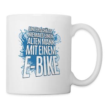 Unterschätze nie einen älteren Mann mit E-Bike - Tasse - Weiß - Rechts