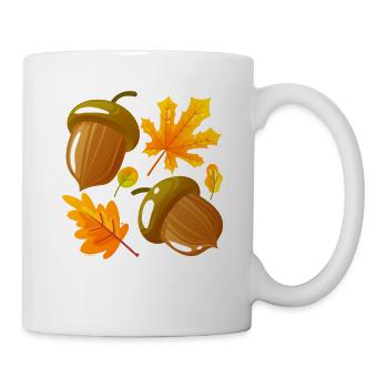Herbstblätter Eicheln Fall Lover Thanksgiving - Tasse - Weiß - Rechts