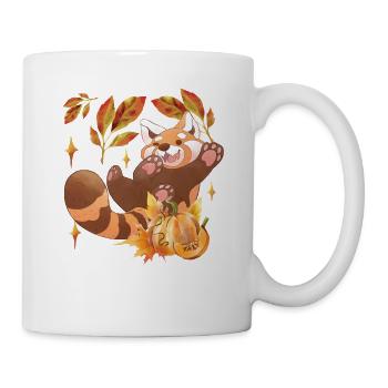 Niedliche rote Panda Tier Herbst Blätter Herbst - Tasse - Weiß - Rechts