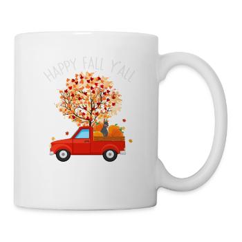 Happy Fall Y'all Dobermann Riding Truck Kürbis - Tasse - Weiß - Rechts