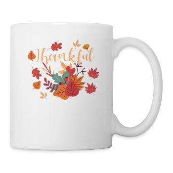 Dankbar Dankbar Herbstblätter Inspirierend Herbst - Tasse - Weiß - Rechts