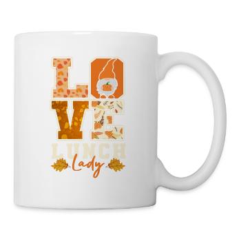 Love Lunch Checkers Autumn Autumn Gnome Teacher - Mug - white - Right