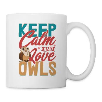 Keep Calm And Love Owls Nocturnal Bird Night Owl - Tasse - Weiß - Rechts