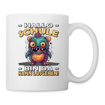 Hallo Schule | Bye Kindergarten | Einschulung - Tasse - Weiß - Rechts