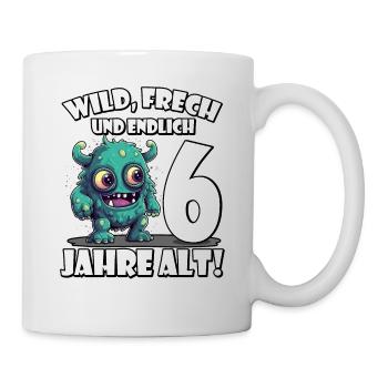 Endlich 6 Jahre alt | 6. Geburtstag - Tasse - Weiß - Rechts