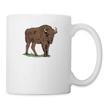 Bison I Bison Wild Cattle Motif with Buffalo and Calf - Mug - white - Right