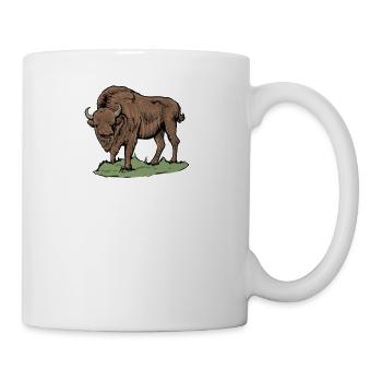 Bison I Bison Wild Cattle Motif with Buffalo and Calf - Mug - white - Right