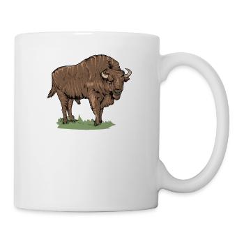 Bison I Bison Wild Cattle Motif with Buffalo and Calf - Mug - white - Right