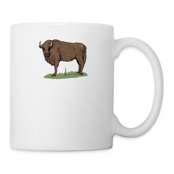 Bison I Bison Wild Cattle Motif with Buffalo and Calf - Mug - white - Right