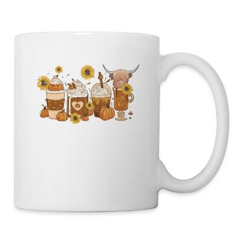 Scottish Highland Cow Sunflower Automne Automne - Mug blanc - blanc - Droite