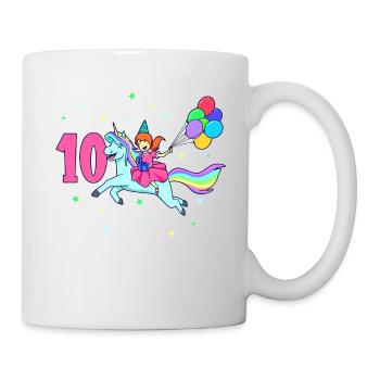 Mit Einhorn - Mädchen Geburtstag 10 Jahre - Tasse - Weiß - Rechts
