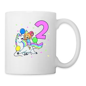 Avec licorne - Anniversaire de fille 2 ans - Mug blanc - blanc - Droite