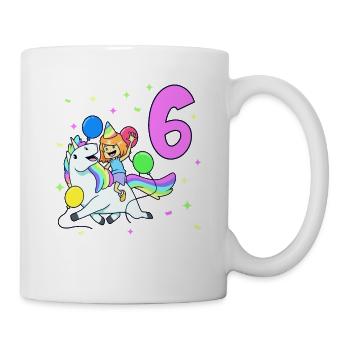 Mit Einhorn - Mädchen Geburtstag 6 Jahre - Tasse - Weiß - Rechts