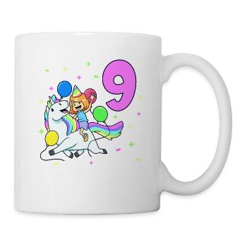 Mit Einhorn - Mädchen Geburtstag 9 Jahre - Tasse - Weiß - Rechts