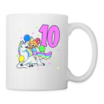 Mit Einhorn - Mädchen Geburtstag 10 Jahre - Tasse - Weiß - Rechts