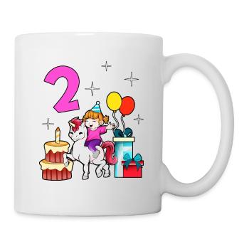 Avec licorne - Anniversaire de fille 2 ans - Mug blanc - blanc - Droite