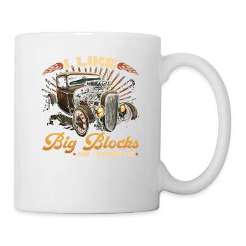 Hot Rod Rusty Car, I Like Big Blocks, Vintage Rat - Tasse - Weiß - Rechts