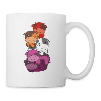 Lesbian Flag Pride LGBTQ Cute Cow Pile - Mug - white - Right