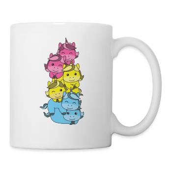 Pansexuell Flag Pride LGBTQ süßer Einhorn Stapel - Tasse - Weiß - Rechts