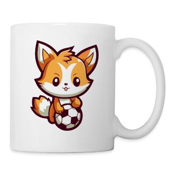Cute cartoon fox playing soccer for kids - Mug - white - Right