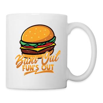 Buns Out Fun's Out Hamburger Food Meat Buns - Mug - white - Right