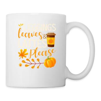 Jambières, feuilles et café au lait, s’il vous plaît drôle - Mug blanc - blanc - Droite
