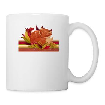 Roter Waldfuchs Baby Tierliebhaber Herbstblatt - Tasse - Weiß - Rechts