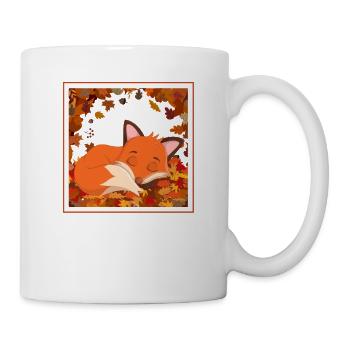 Roter Waldfuchs Baby Tierliebhaber Herbstblatt - Tasse - Weiß - Rechts