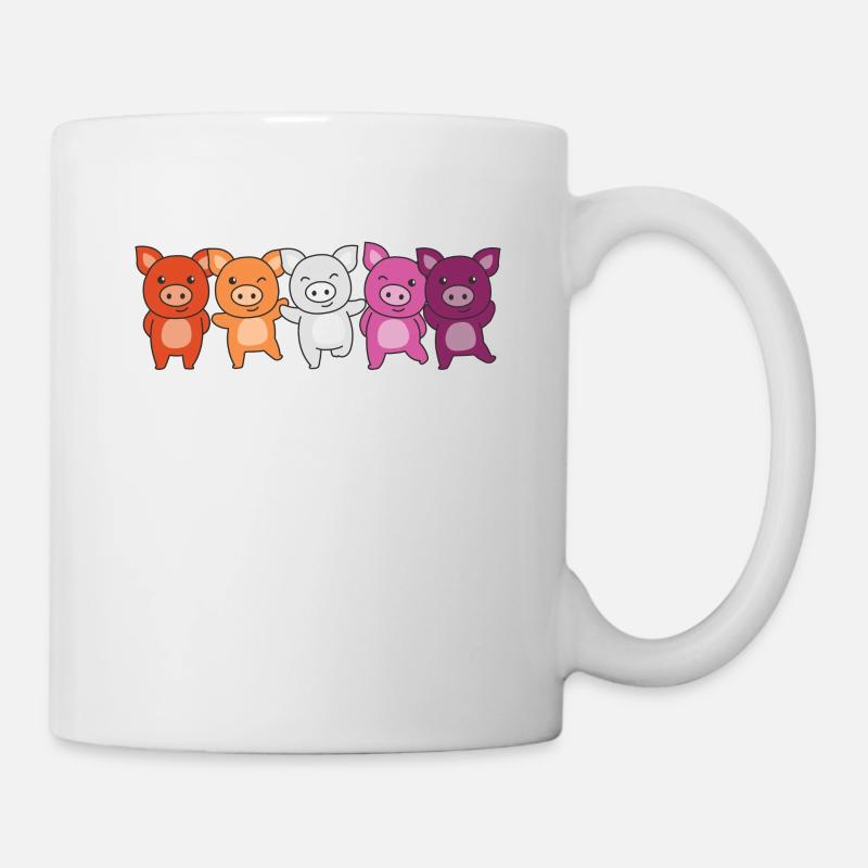 Lesbian Flag Pride LGBTQ Cute Pig - Mug blanc - blanc