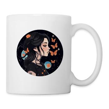 Aesthetic Gothic Girl and Butterflies in - Mug - white - Right