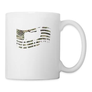 Whitetail Buck Deer Hunting American Flag - Mug blanc - blanc - Droite