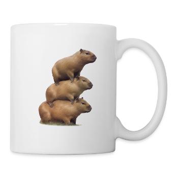 Capybara chevauchent les uns sur les autres - Mug blanc - blanc - Droite