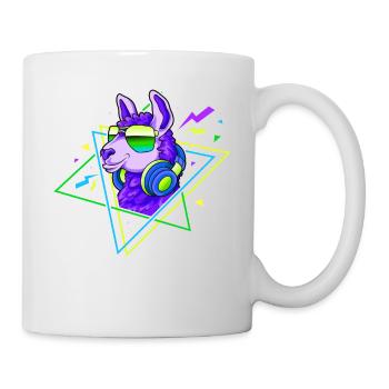 Lama Alpaka 80er Jahre Retro Kostüm 90er Party - Tasse - Weiß - Rechts
