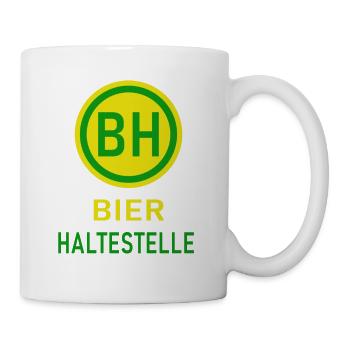 Bier Haltestelle Lustige Sprüche - Tasse - Weiß - Rechts