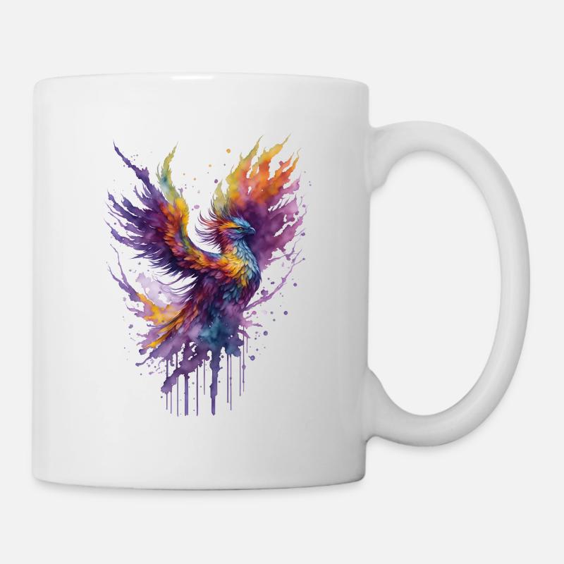 Mystique Feu Aquarelle Phoenix Oiseau - Mug blanc - blanc