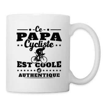 Ce papa cycliste est coole et authentique - Mug blanc - blanc - Droite