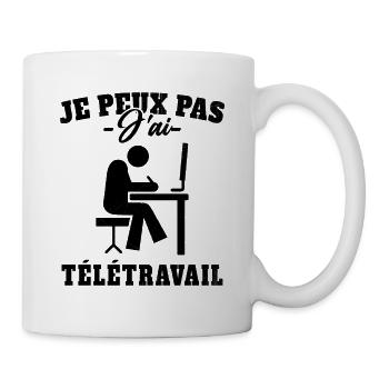 Je Peux Pas J'ai Télétravail Dôle Cadeau - Mug blanc - blanc - Droite