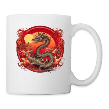 Asiatisch Drache Anime Japanisch Meer Wellen - Tasse - Weiß - Rechts