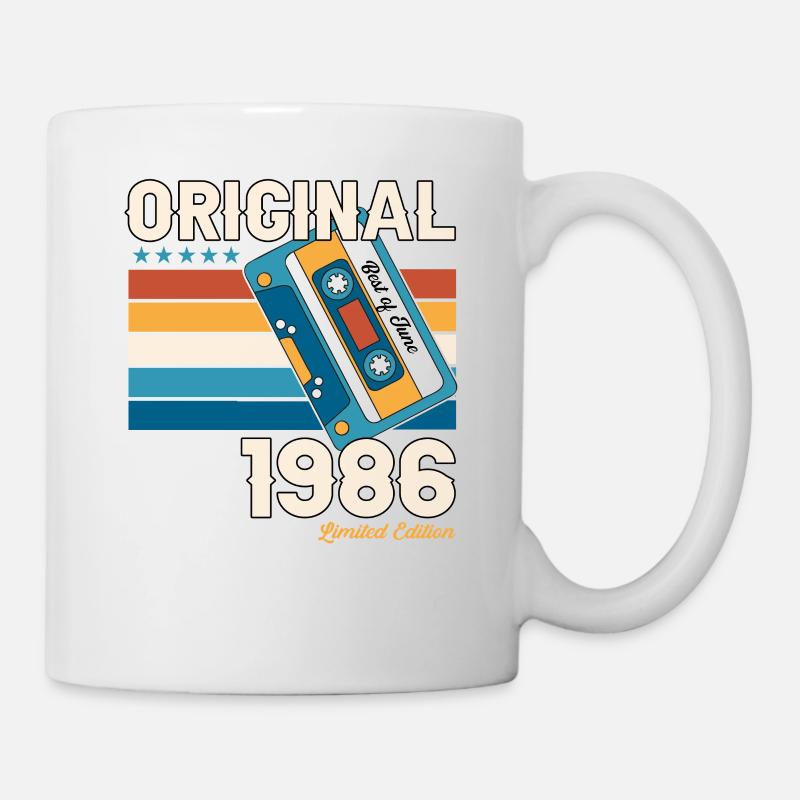 37th Birthday Man June Vintage 1986 Cassette - Mug - white