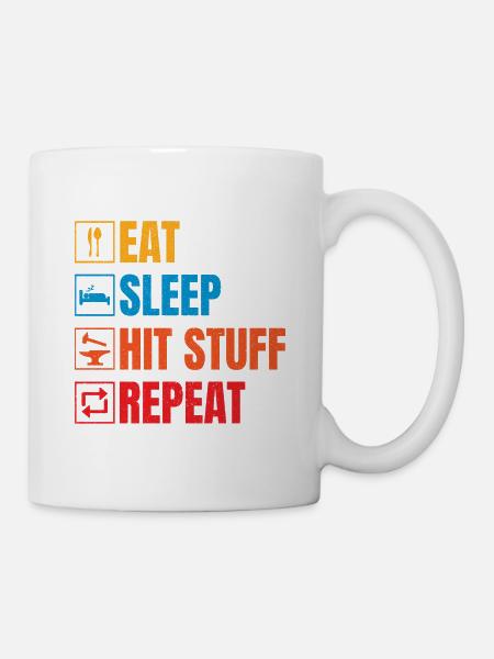 Manger des trucs de sommeil frappés Répéter Metalsmith Idée cadeau - Mug blanc - blanc