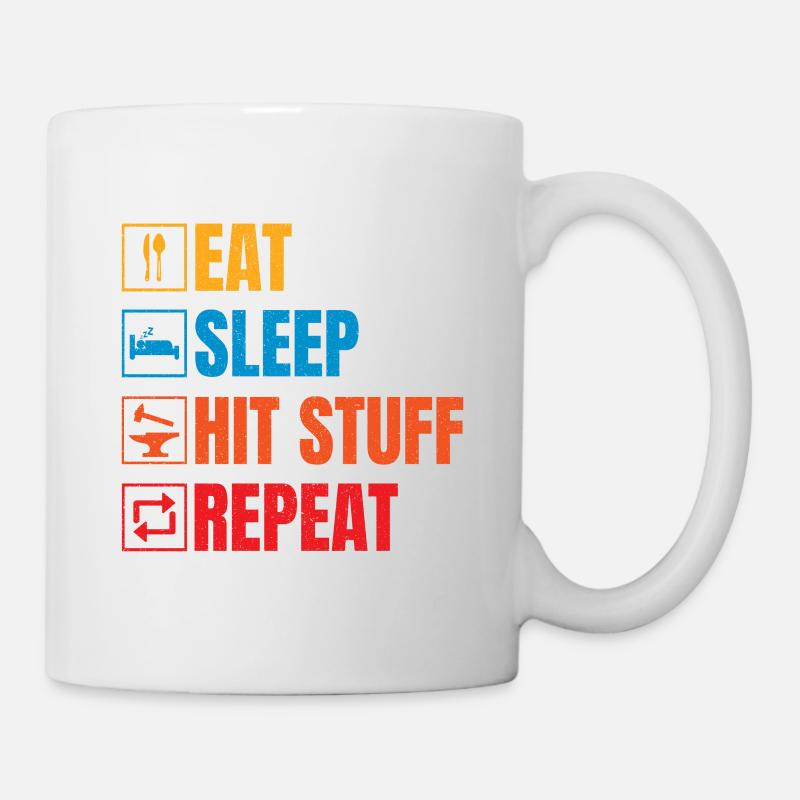 Manger des trucs de sommeil frappés Répéter Metalsmith Idée cadeau - Mug blanc - blanc